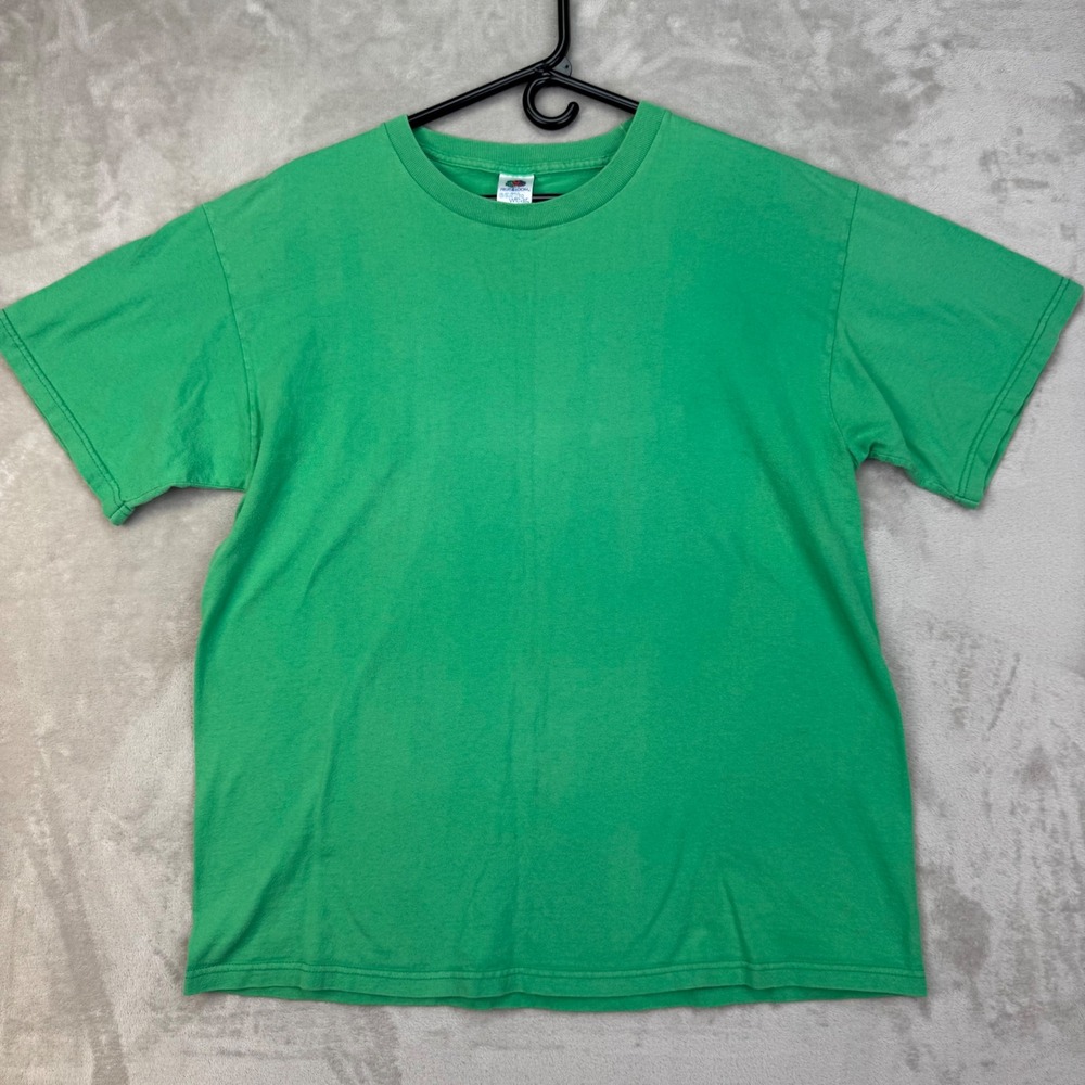 Fruit of the Loom Blank Shirt Mens L Green Regular Basic 90s Made in USA Tee